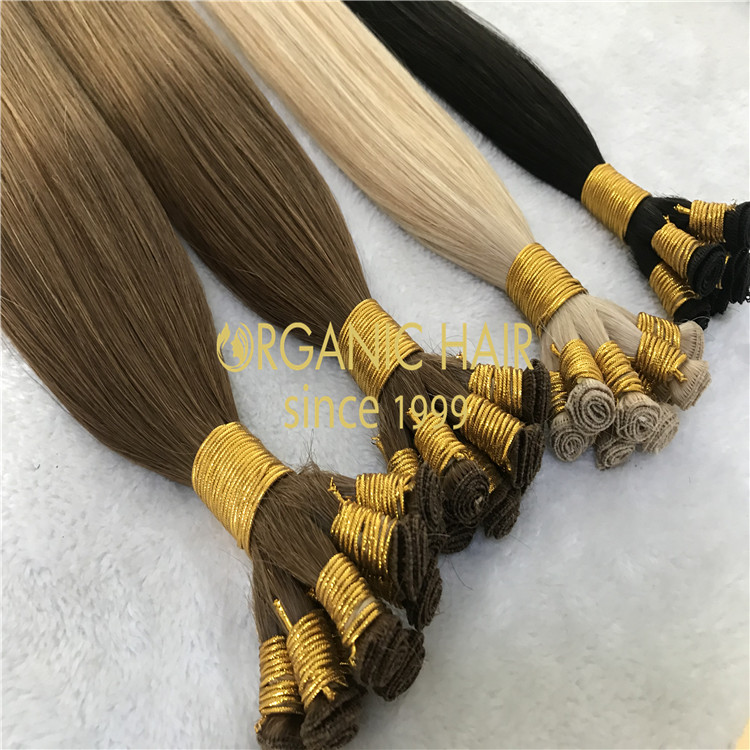 Top quality full cuticle human hand tied hair extensions H154